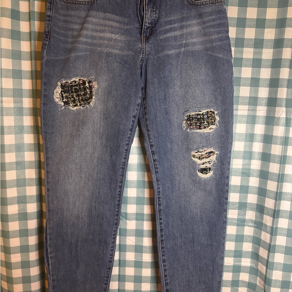 Signature Studio Blue Distressed Boyfriend Jeans